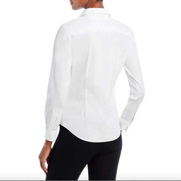 NEW Theory Tenia Luxe Stretch Cotton Top – White – Size Large - Picture 3 of 16